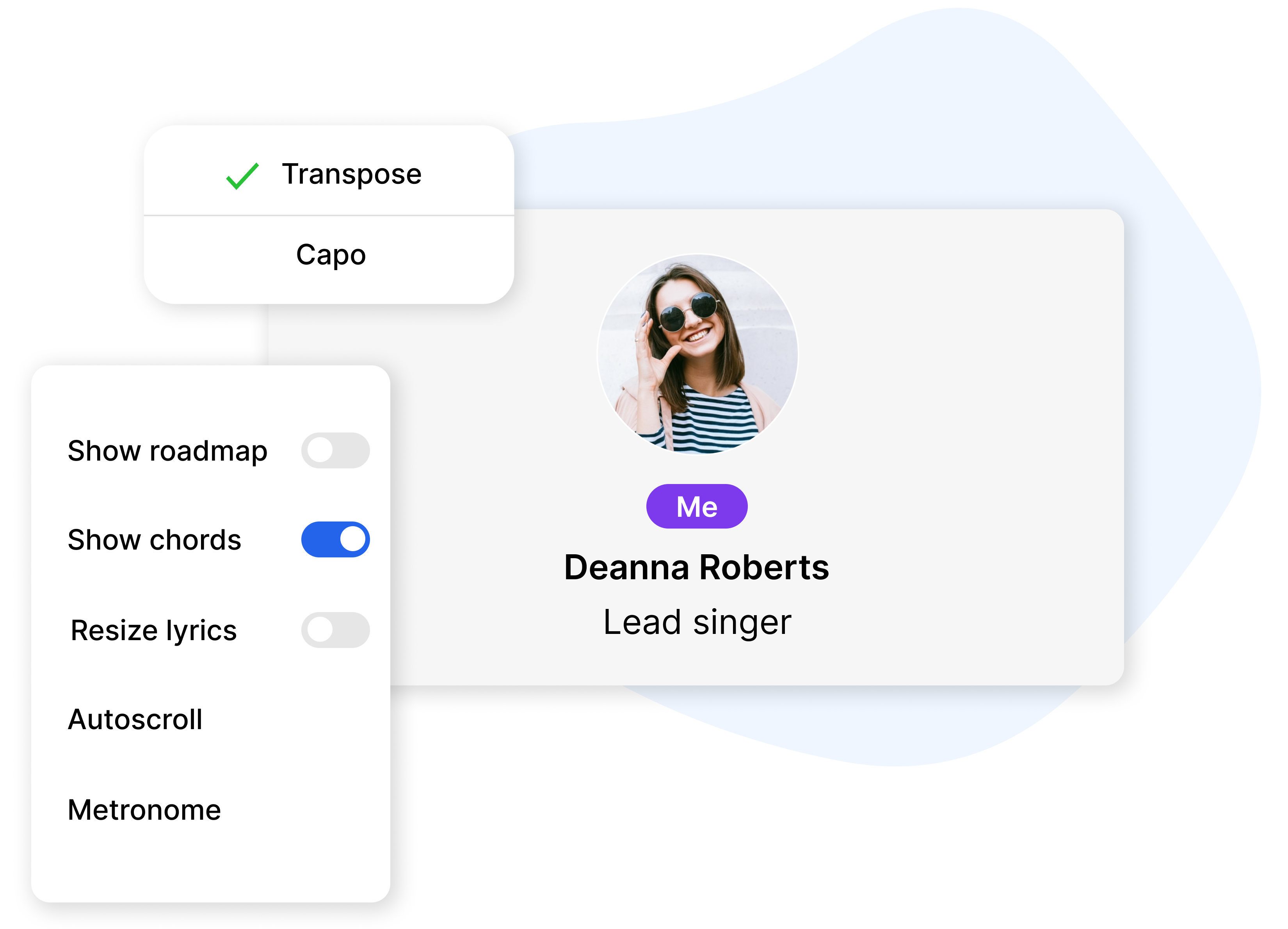 Picture of user profile card and Mezzo features
